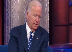 Joe Biden revealing interview with Steven Colbert